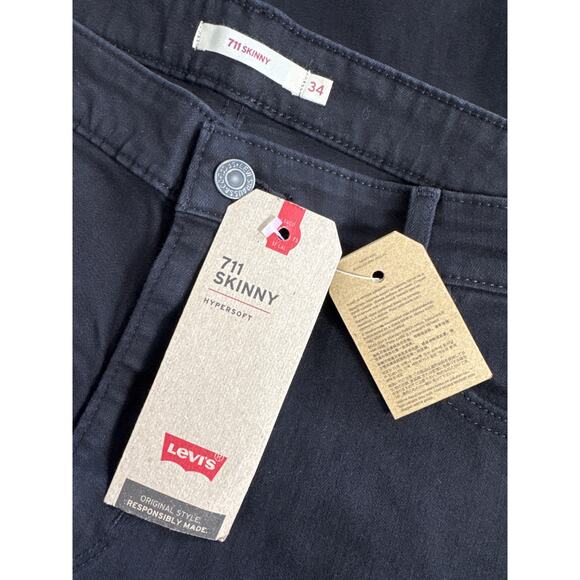 NWT Levi's Womens Destructed 711 Skinny Jeans Black Size 18M - Picture 6 of 13